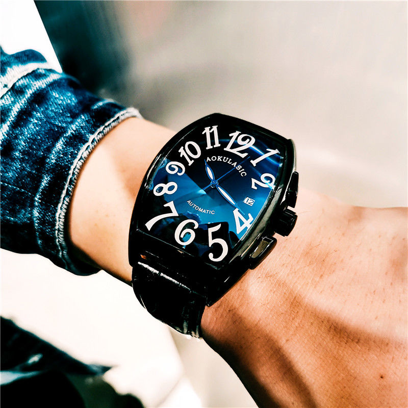 Luxury Watch Values - Luxurious Men's Mechanical Watch, Barrel-Shaped Skeleton