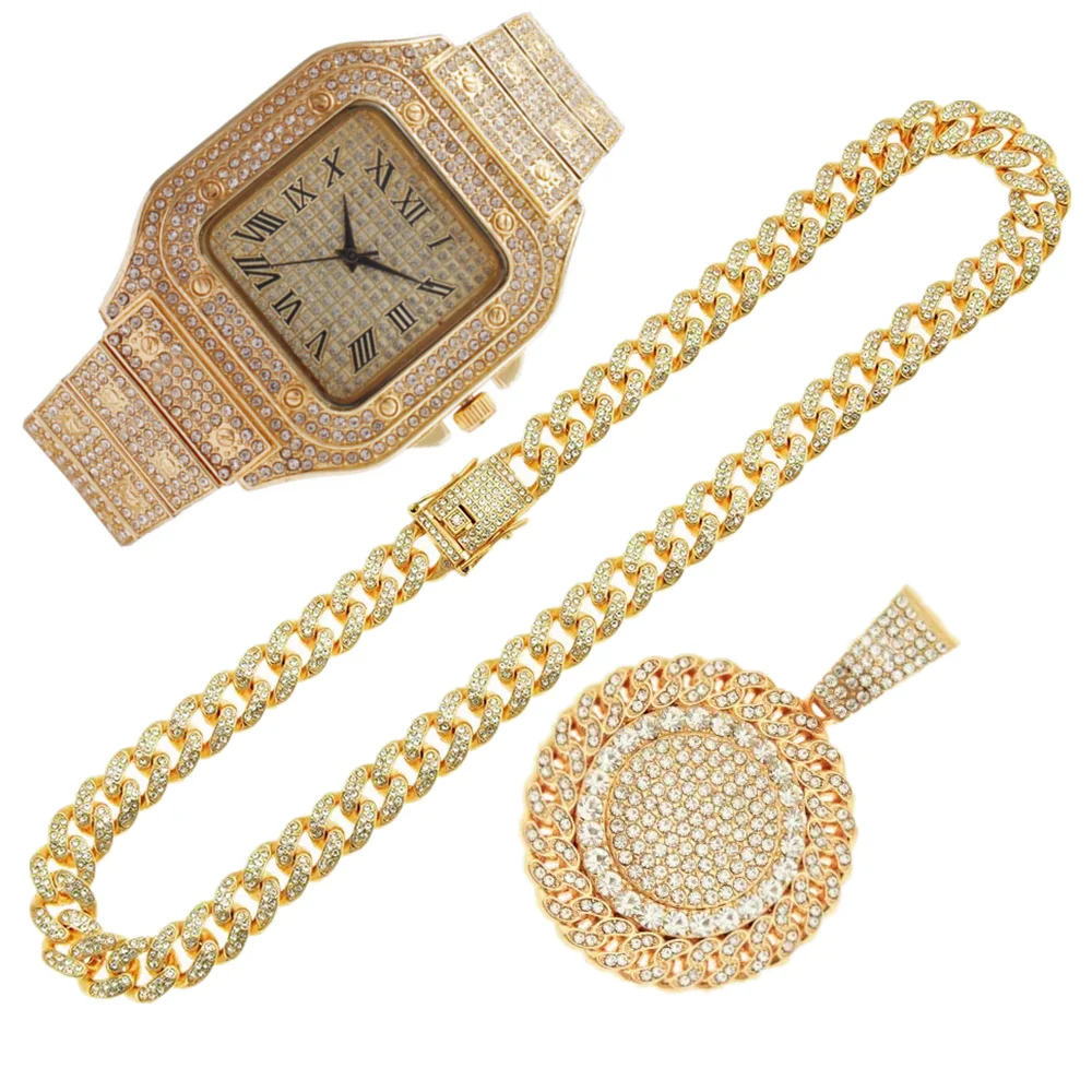 2pcs Iced Out Watches Necklace - đánh giá và giá Luxury Watch Miami