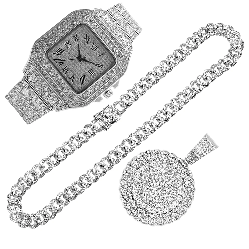 2pcs Iced Out Watches Necklace - đánh giá và giá Luxury Watch Miami
