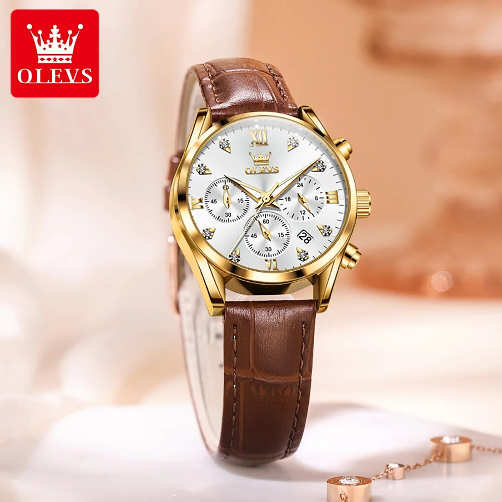 OLEVS 5523 Women's Watches Lea - đánh giá và giá Luxury Watch Leather Strap