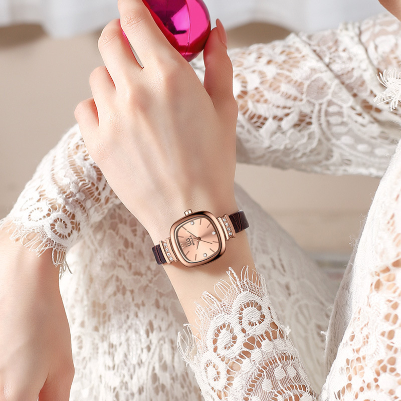 Women's Rose Gold Square Watch - đánh giá và giá Luxury Watch Leather Strap