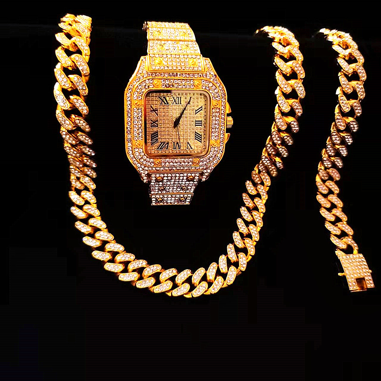 2pcs Iced Out Watch Necklace P - đánh giá và giá Luxury Watch Miami