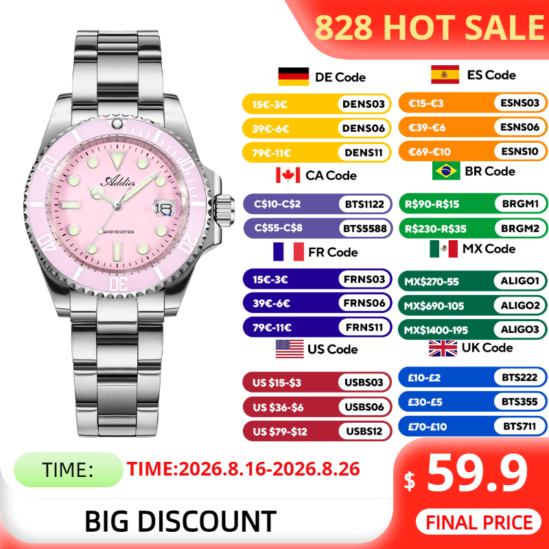 ADDIES 36mm 50m Waterproof Wom - đánh giá và giá Luxury Watch Deals