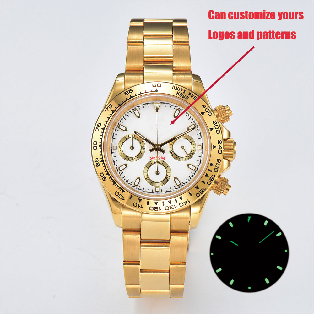 39mm Gold Men's Watch VK63 Mov - đánh giá và giá Luxury Watch Gold