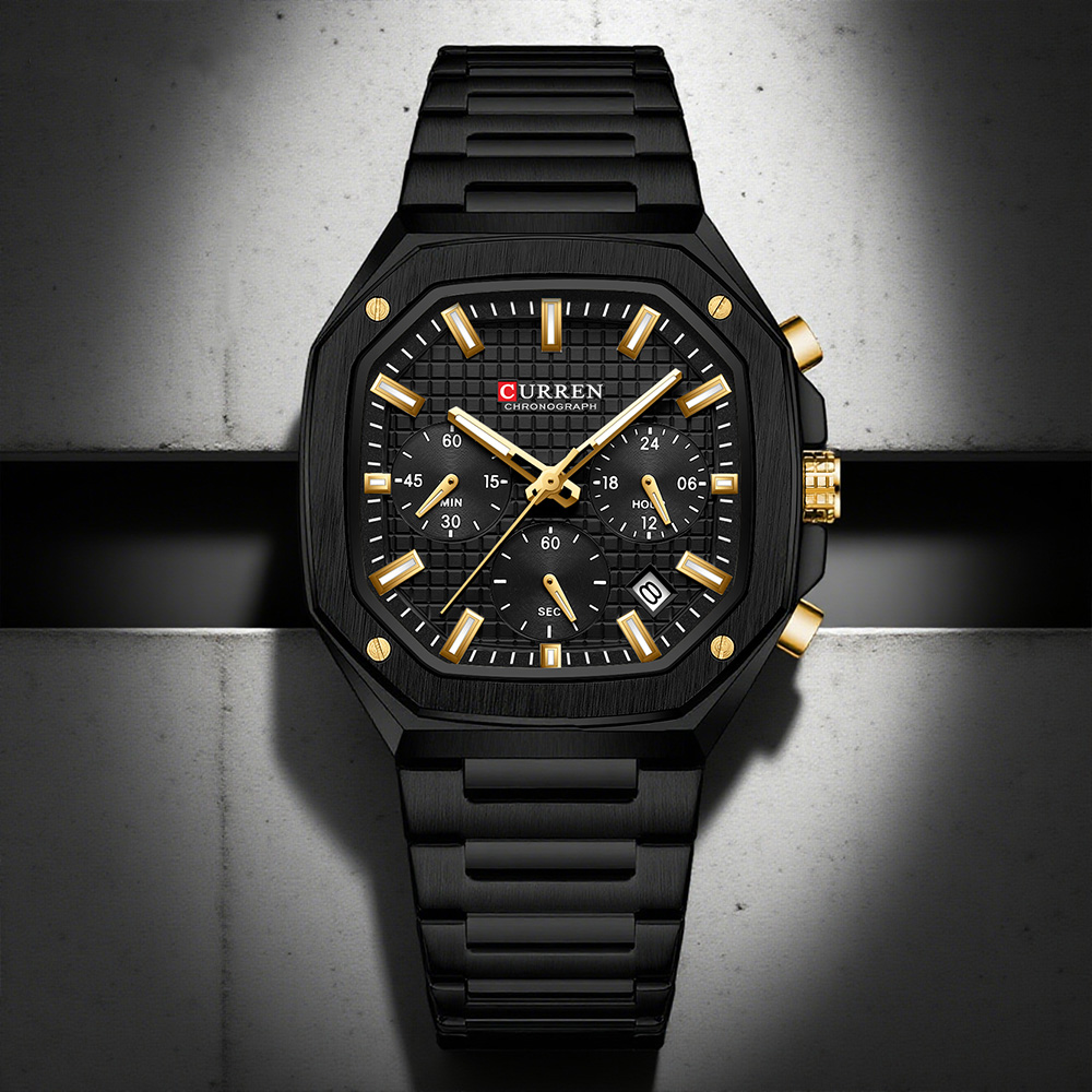 CURREN Luxury Square Chrono Wa - đánh giá và giá Luxury Watch Gold