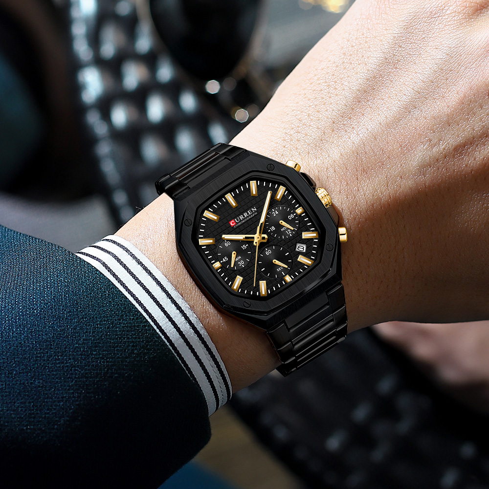 CURREN Luxury Square Chrono Wa - đánh giá và giá Luxury Watch Gold