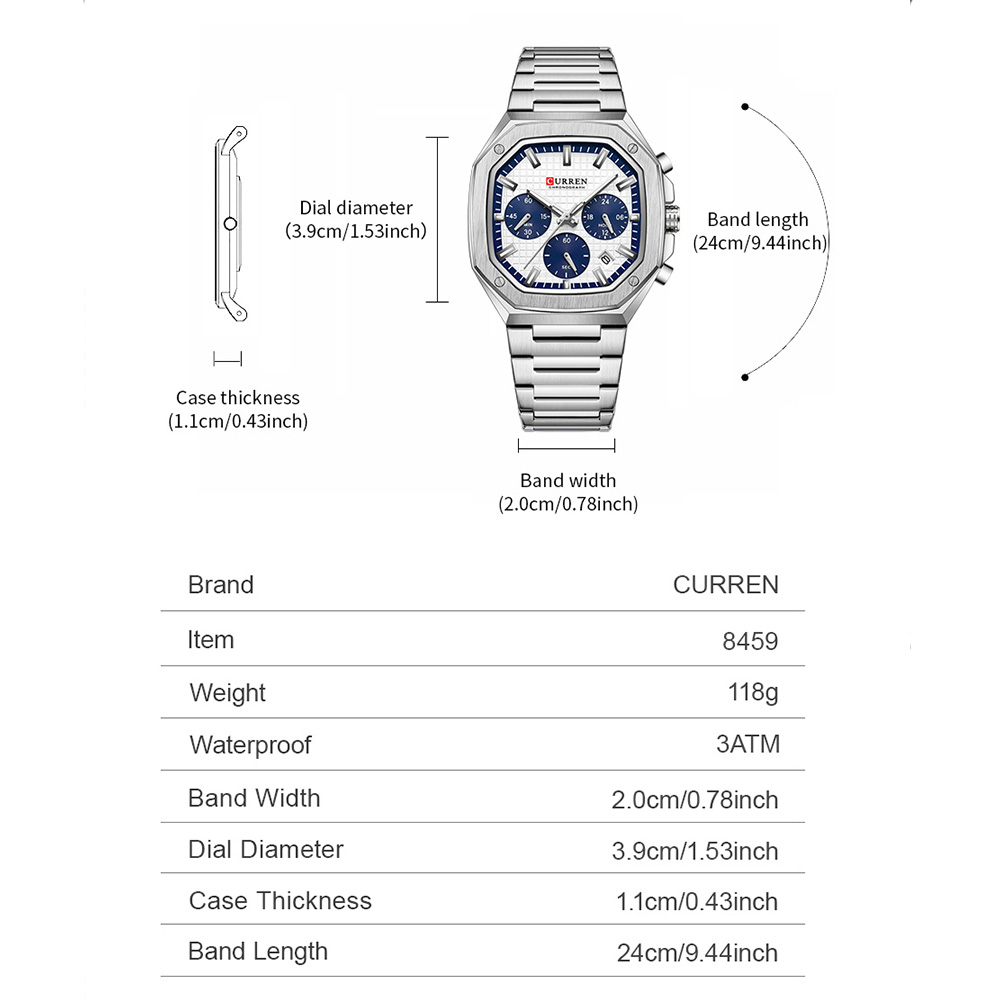CURREN Luxury Square Chrono Wa - đánh giá và giá Luxury Watch Gold